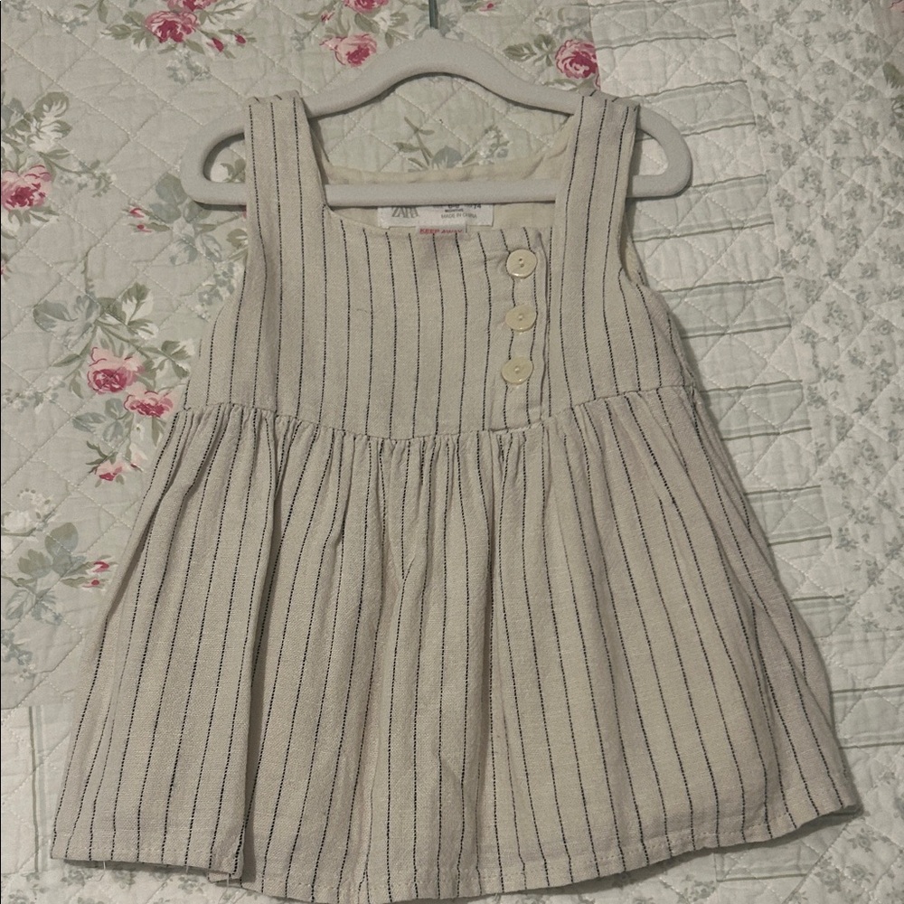Zara Kids Casual Dress in Cream and Blue Stripes